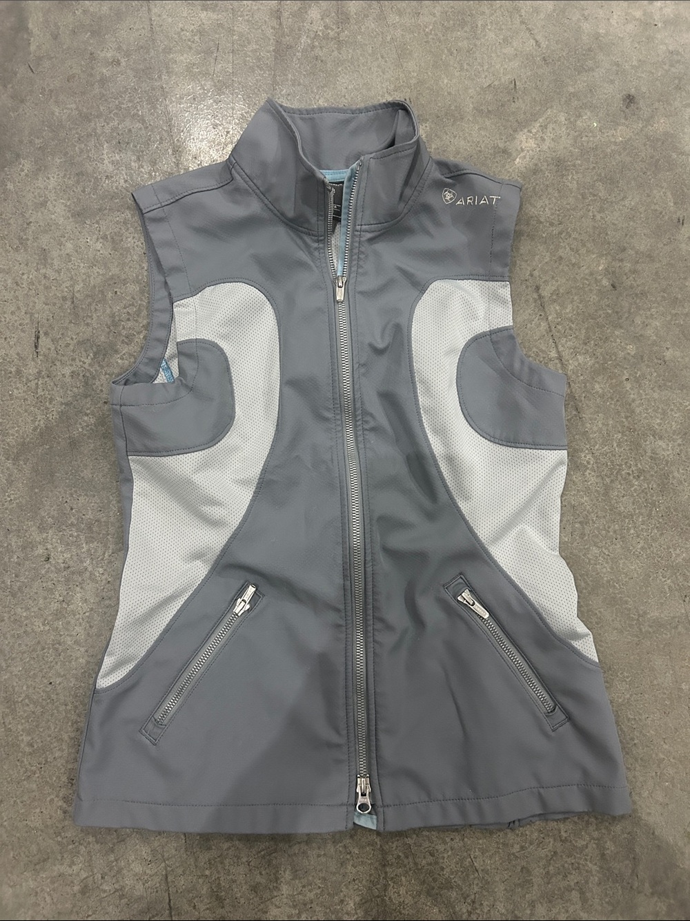 Ariat Women’s Gray Equestrian Performance Vest Full Zip Riding Western